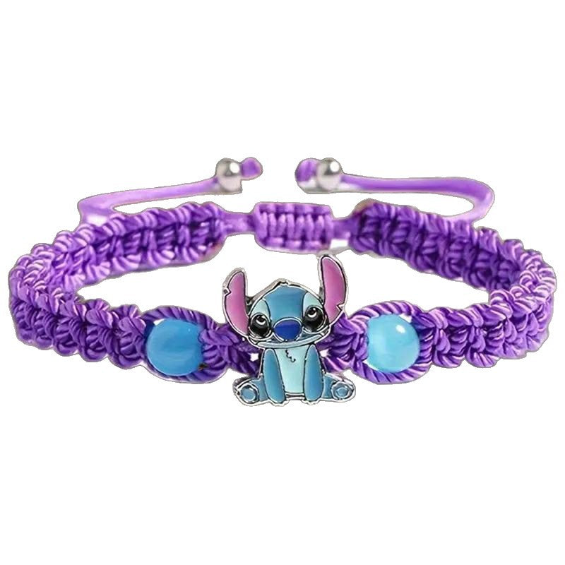 Bleu mignon Alien Cartoon caractère bracelet tissé à la main cordon tressé à la main pour un