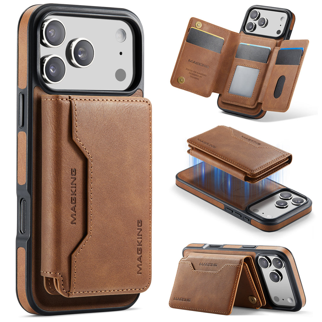 Housse de protection en cuir pour téléphone sans fil magnétique