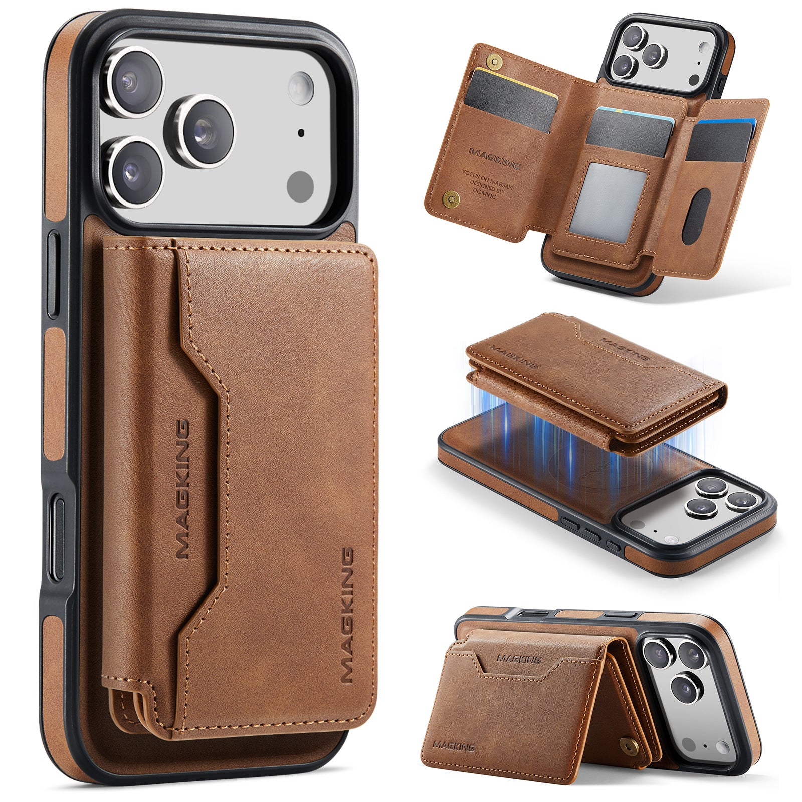 Housse de protection en cuir pour téléphone sans fil magnétique
