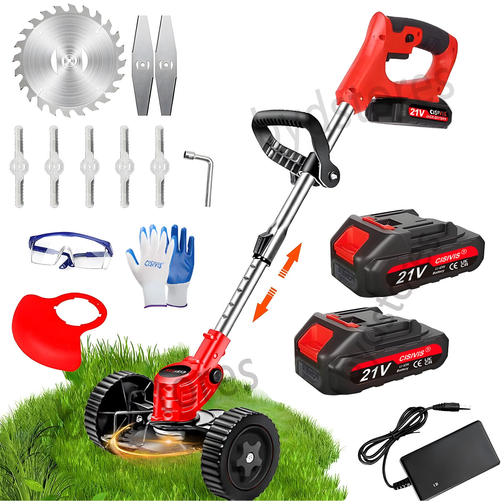 21V sans fil Strimmer Grass Trimmer Tree Cutter Garden Edder Electric 2batteries