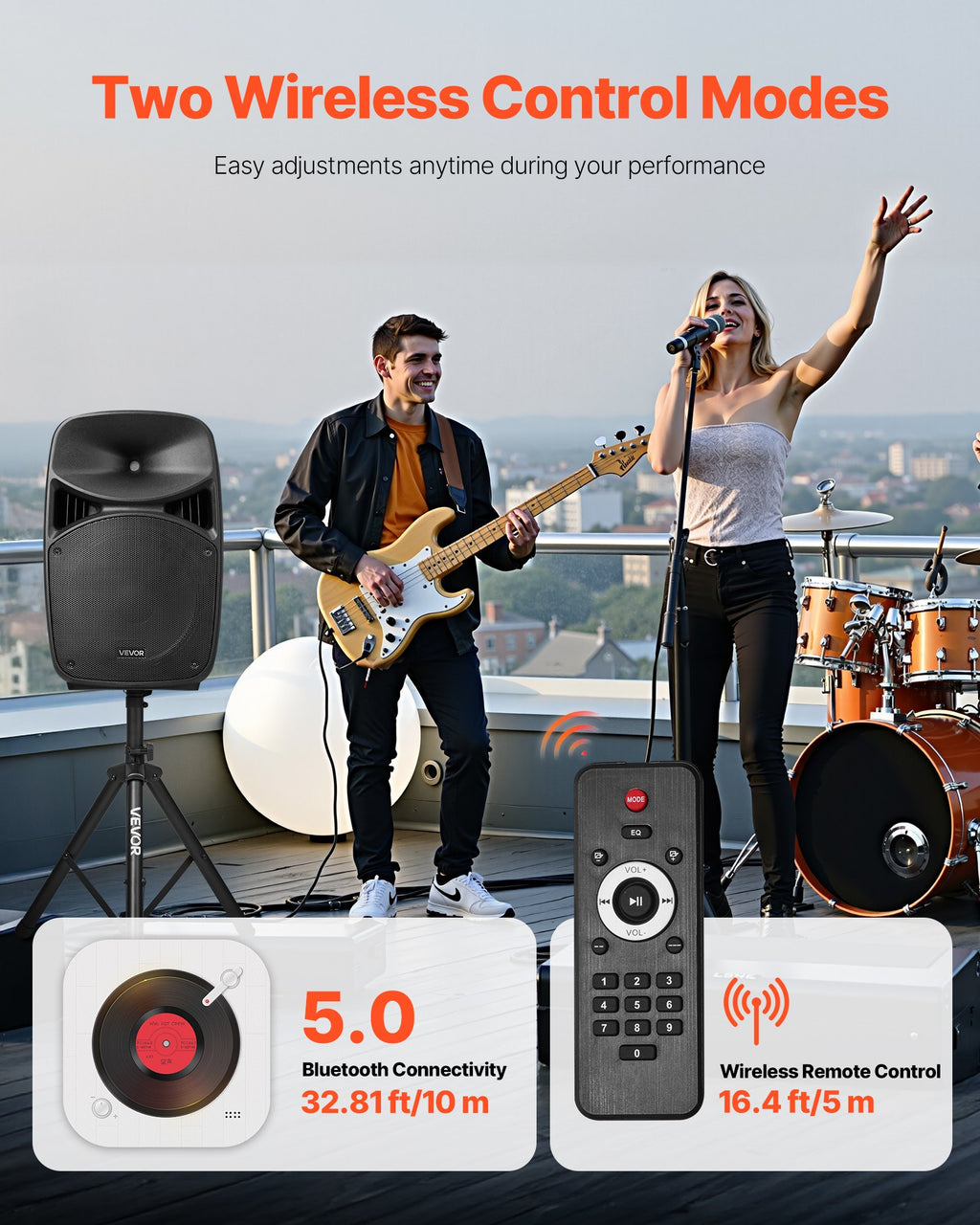 2 X 15 Dans haut-parleurs Portable PA System 2000W Mixer Bluetooth Mic pour DJ Party