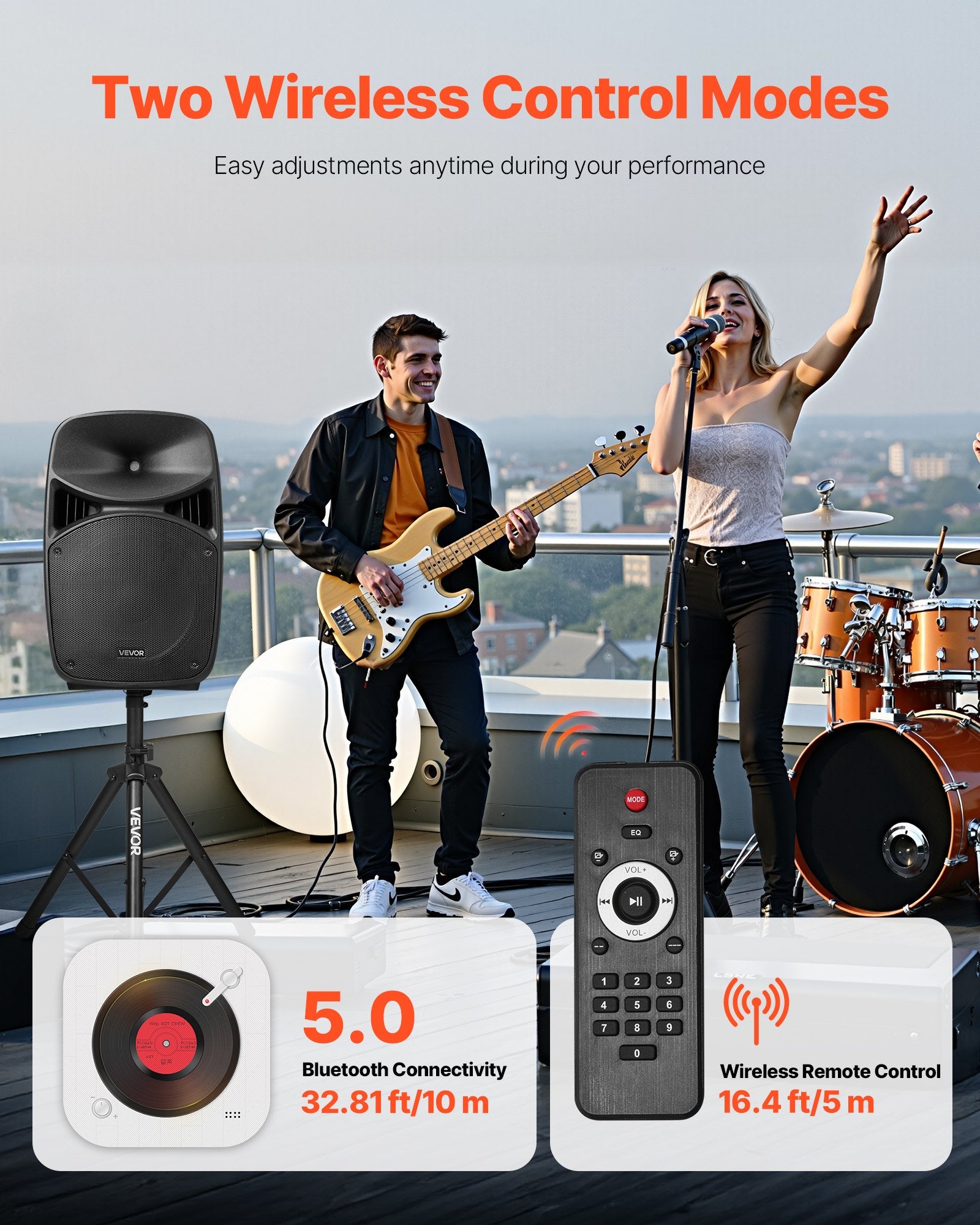 2 X 15 Dans haut-parleurs Portable PA System 2000W Mixer Bluetooth Mic pour DJ Party