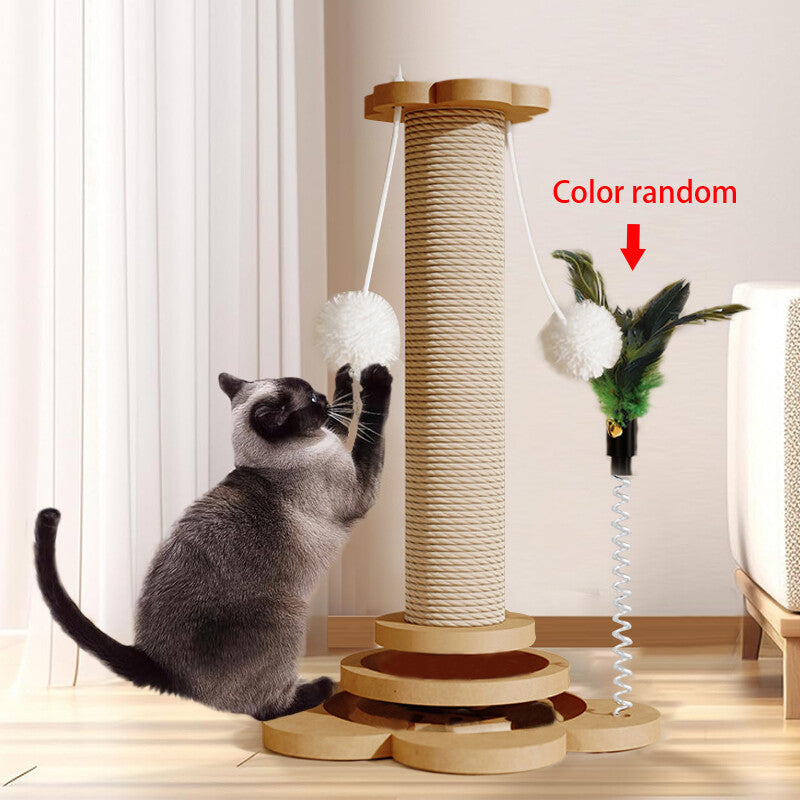 LARGE TALL CAT SCRATCHING POST STRONG NATURAL SISAL POLE HEAVY DUTY BASE 46CM