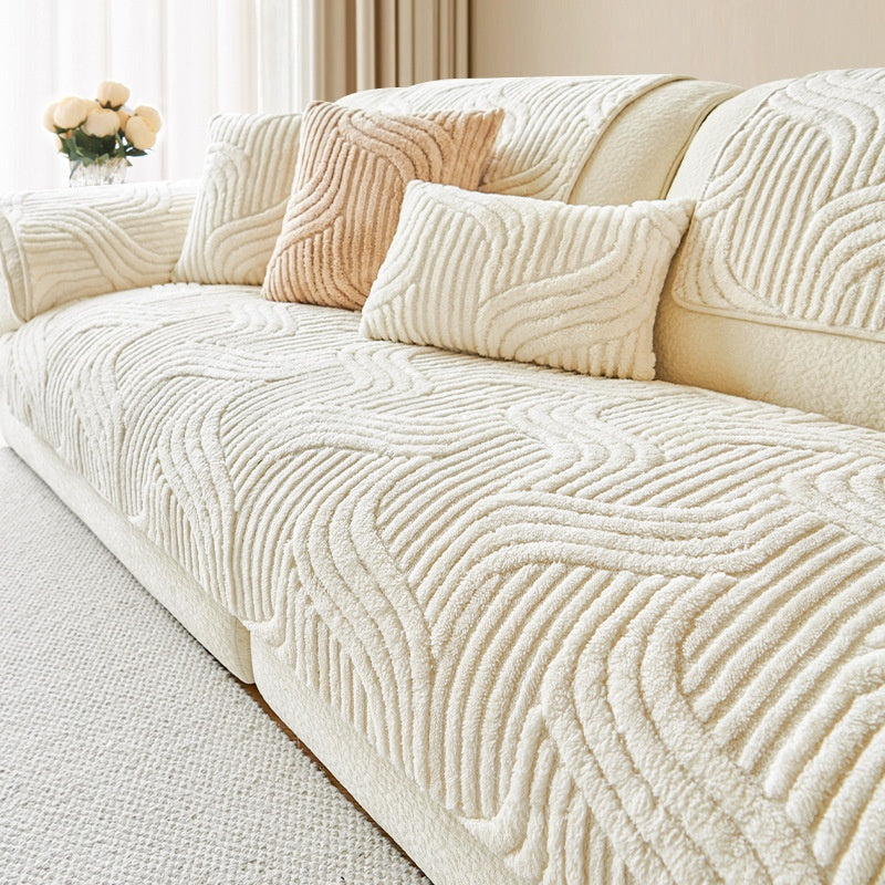 Coussin de canapé en peluche couleur crème - Épaisseur Coussin d'automne non glissant