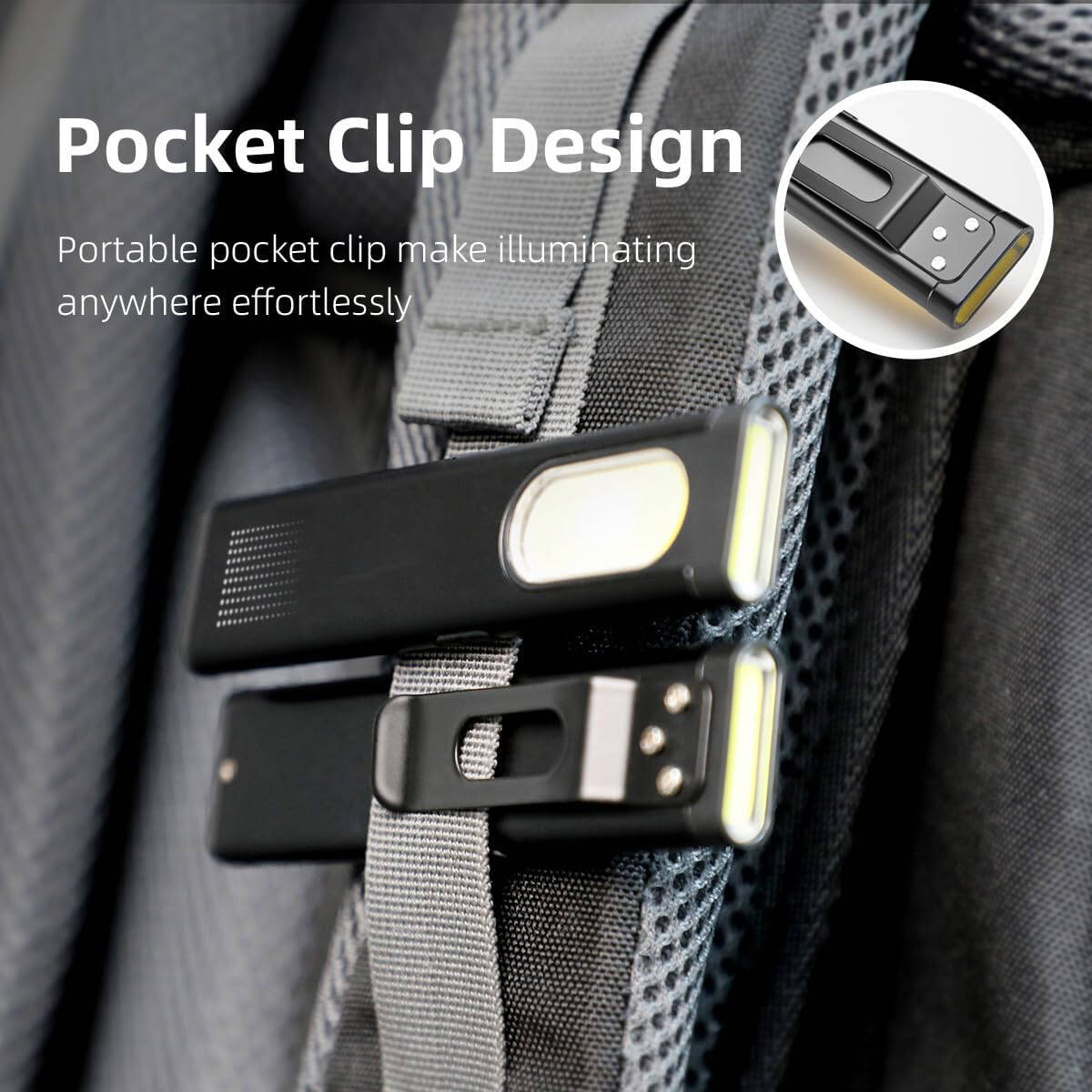 Ultra mince plat EDC Gadgets Torche avec base magnétique et COB côté lampe de poche torche avec re