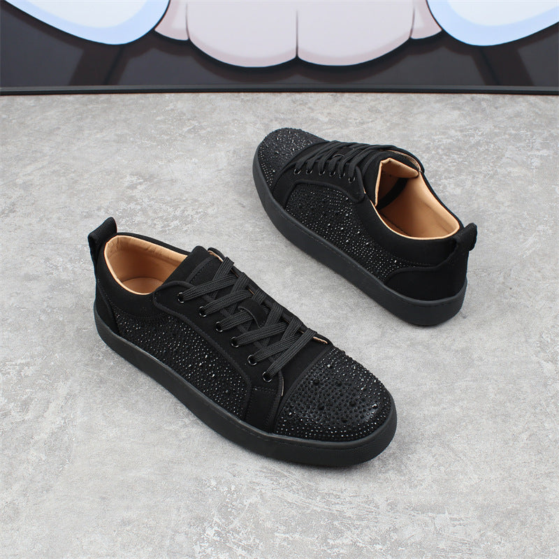 Sneakers de mode respirants bas-haut pour hommes Strass Rouge Fond