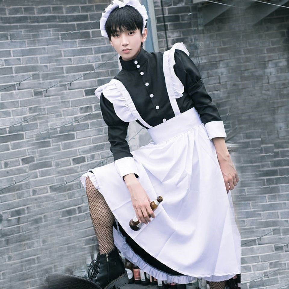 British Style Pearl Thread Long Café Maids Robe d'oreille Cat Uniforme