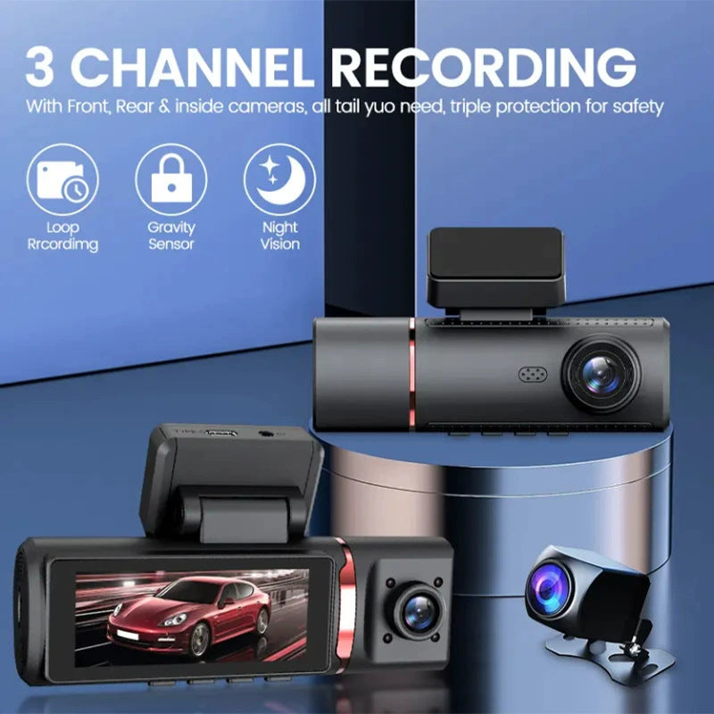 Enregistreur de conduite 4K HD avant et arrière trois enregistrement WIFI Interconnexion téléphone mobile