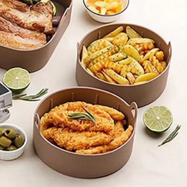 Air Fryer Special Bowl Haute Température Résistante Silicone Binaural Réutilisable Cuisson Utensi