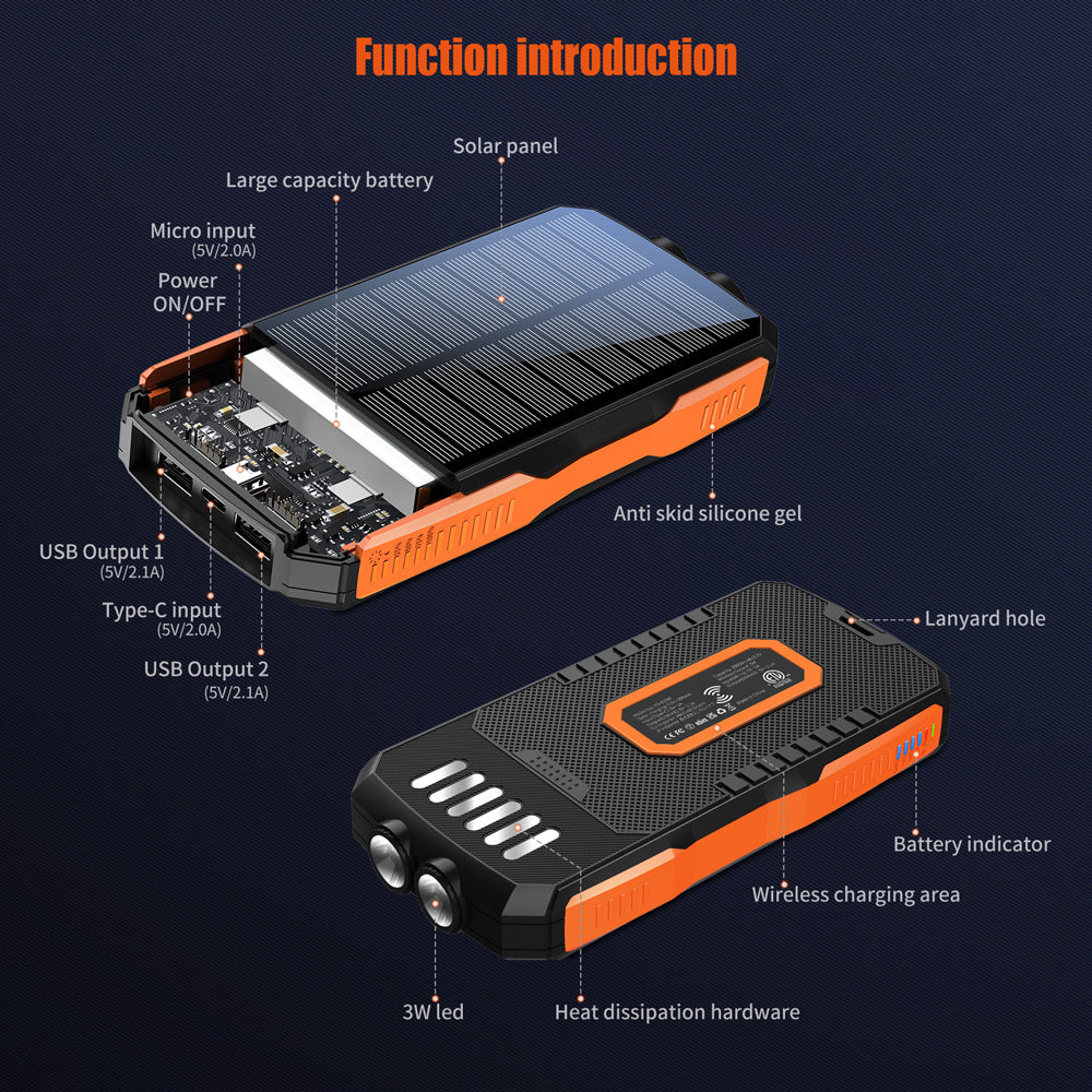 Unité de recharge solaire 25000 MA Grande capacité extérieure