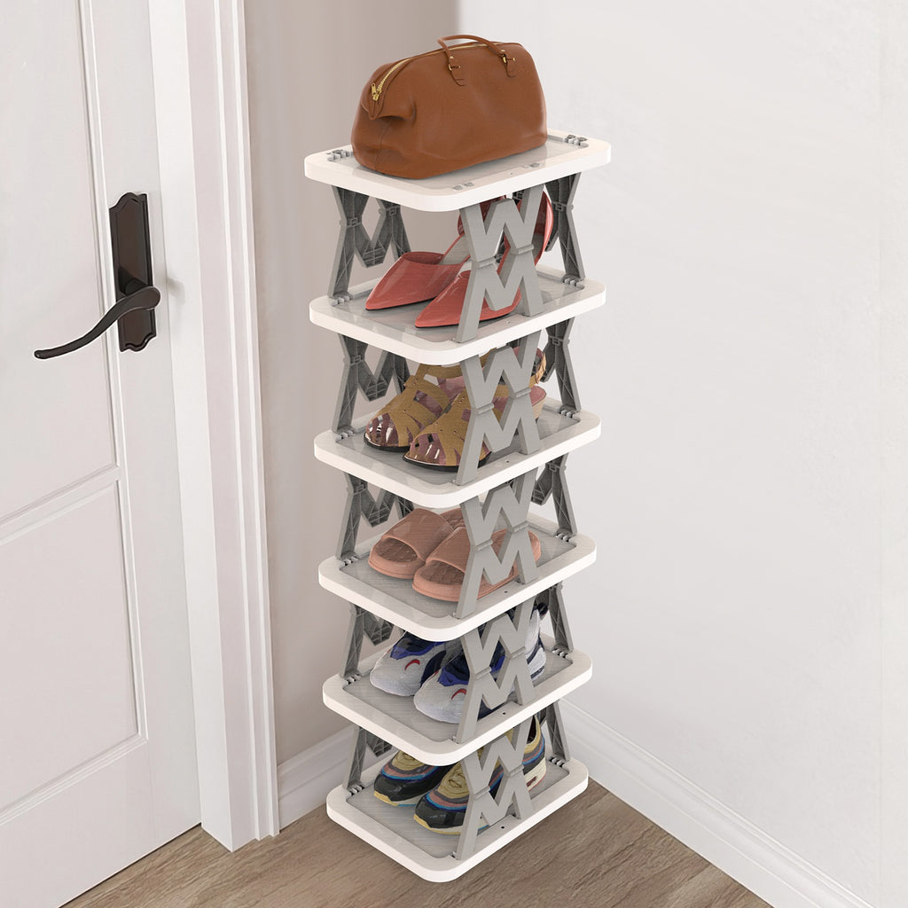 6 Tier pliable Shoe Rack Vertical Shoe Organizer Narrow Shoe Rack pour petits espaces Espace
