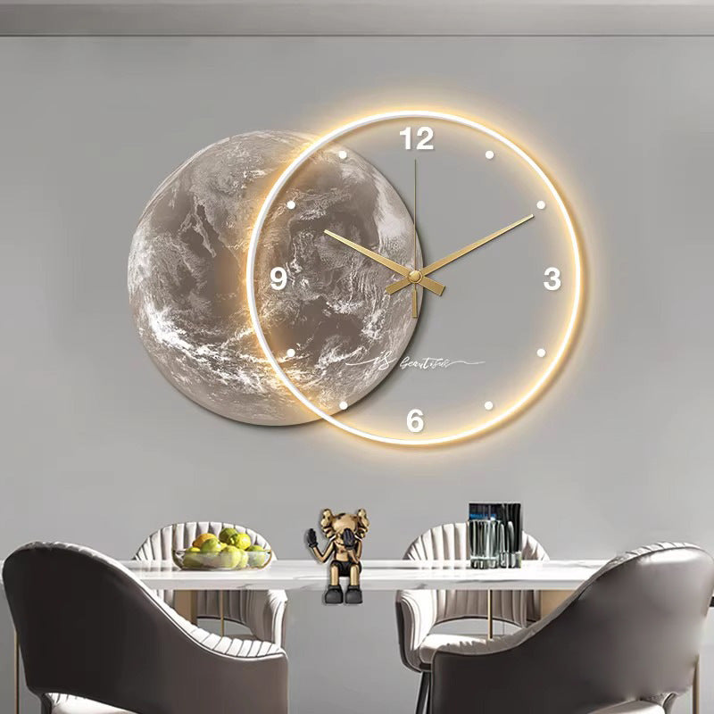 Moon Salon Horloge Murale Horloge Lumière Murale