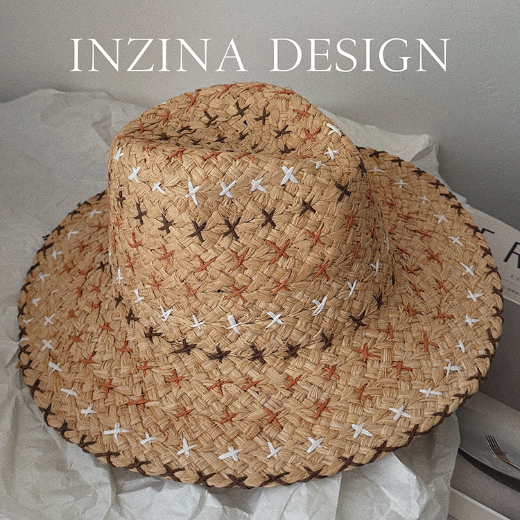 Rétro Personnalité Western Cowboy Style Chapeau de paille