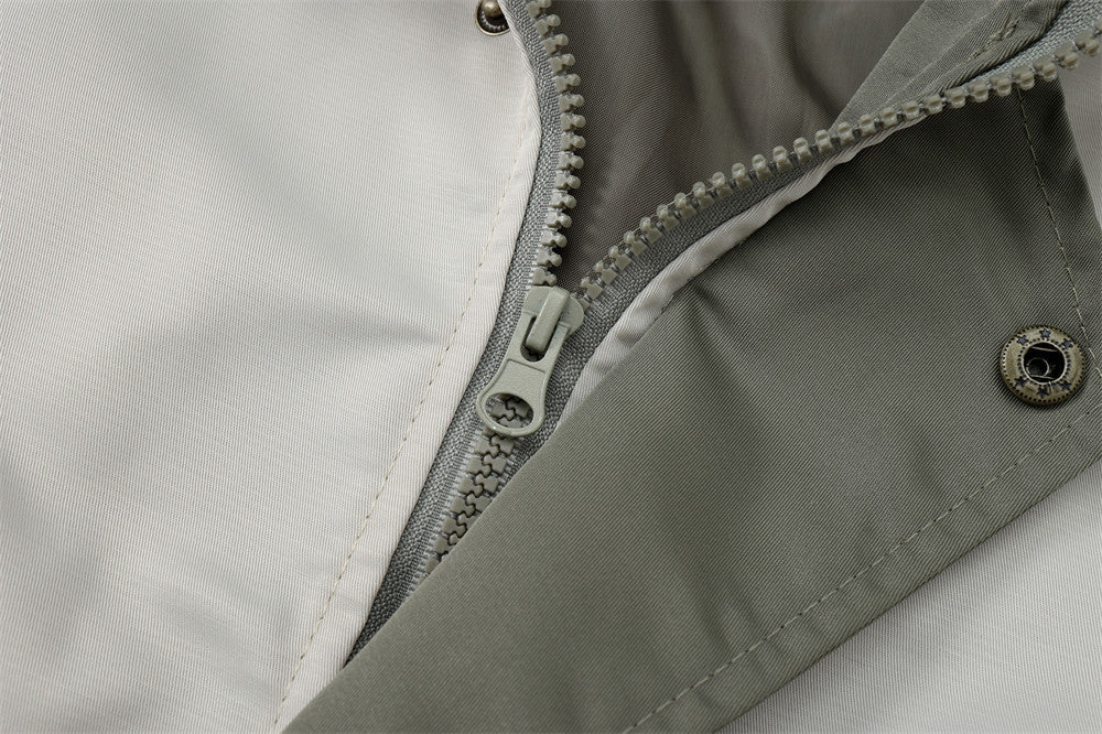 European And American Color Contrast Patchwork Workwear Stand-up Collar Jacket Fashion Bra