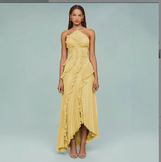 Robe sans dos sexy à col haltère pour femmes