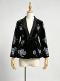 Veste florale brodée à paillettes Kimono
