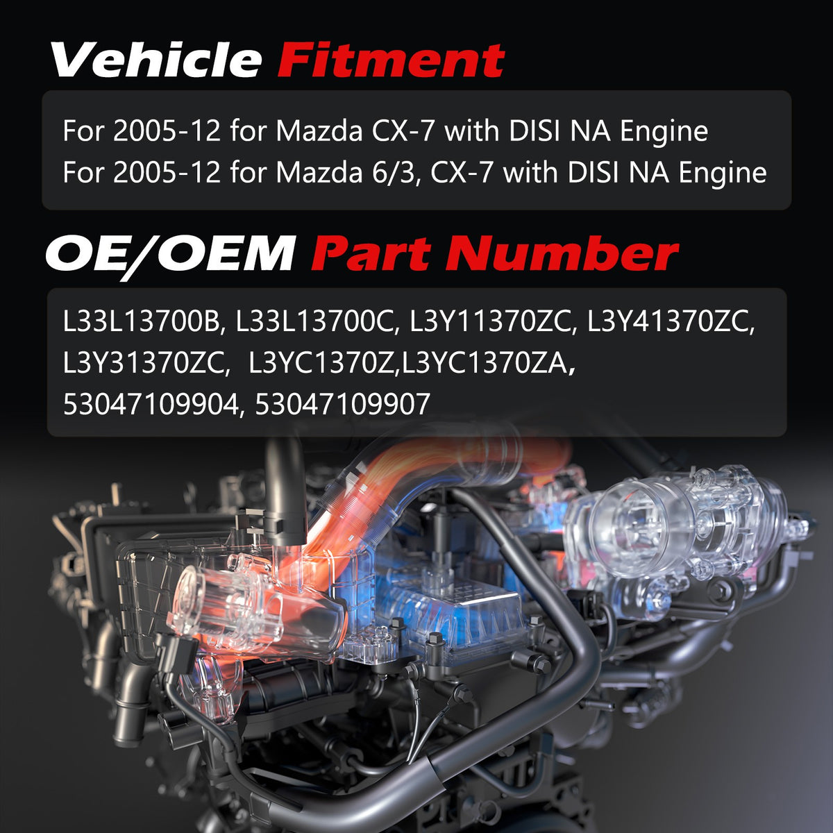 Turbo pour Mazda 3 2.0 2.3L 2007-2013 Turbocompresseur 53047109904