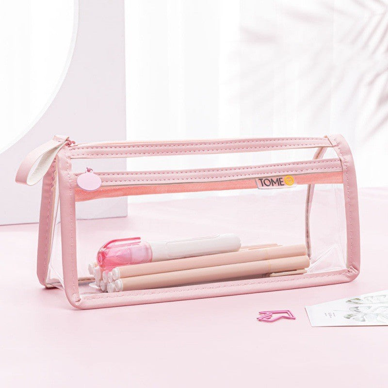 Transparent double couche boîtier crayon examen spécial grande capacité