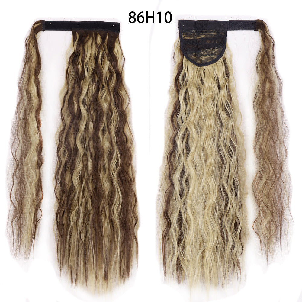 Ponytail Perruque Eau Wave Velcro Bande chimique fibre haute température soie