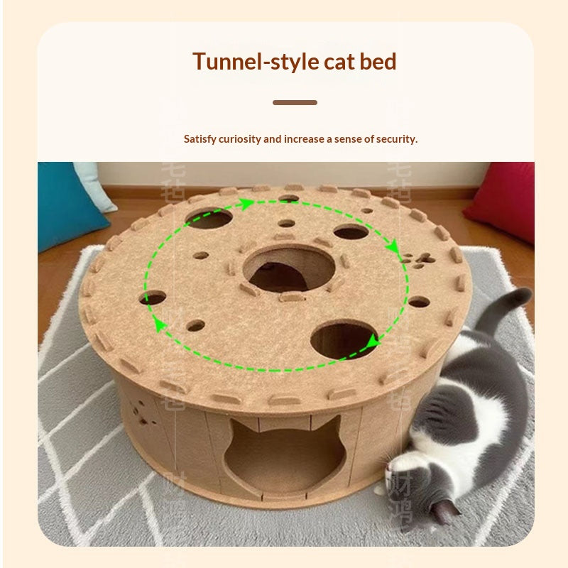Removable breathable semi-enclosed donut-shaped cat bed