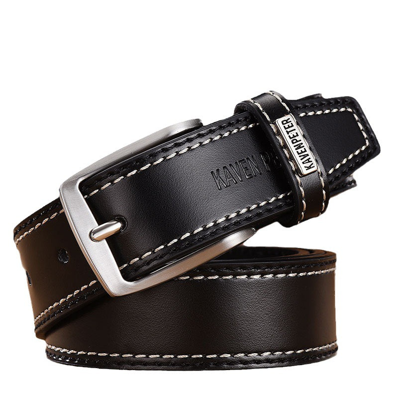 Ceinture de vache en cuir simple et polyvalente pour hommes