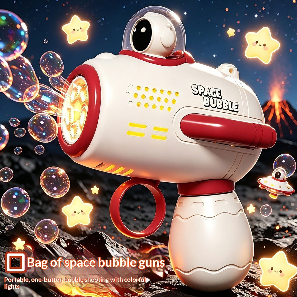 Space Astronaut Pocket Mini Bubble Gun Jouet de lumière électrique entièrement automatique pour enfants