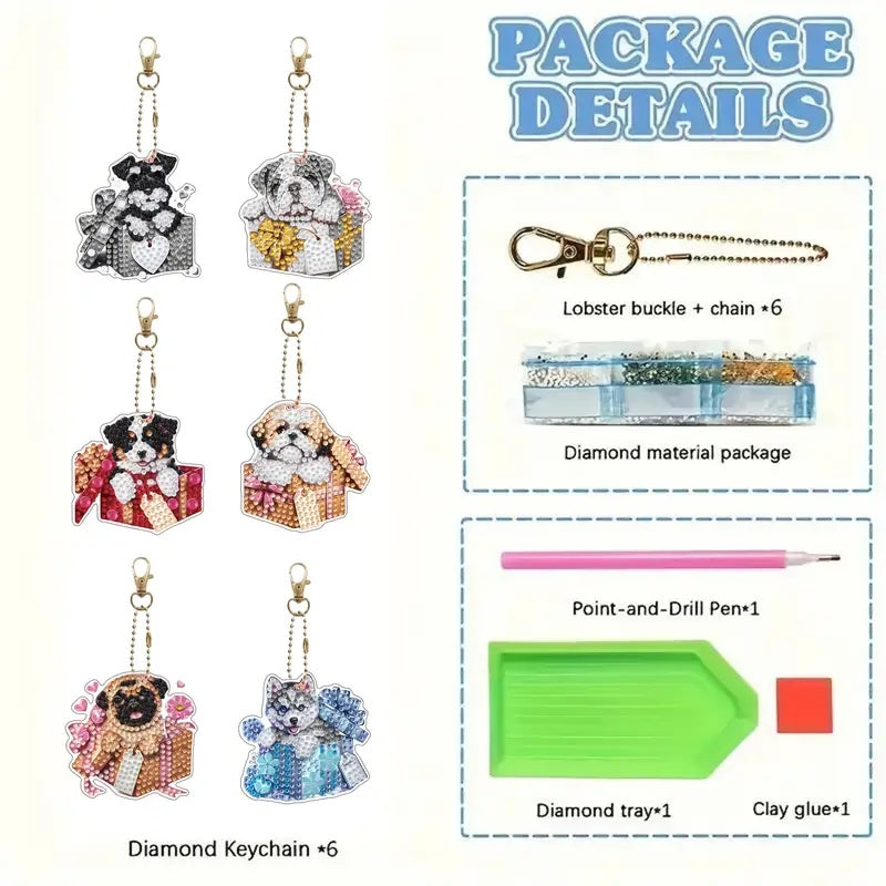 Porte-clés de peinture diamant bricolage - Motif animal