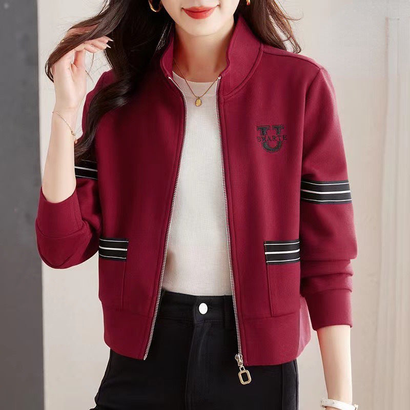Bouton-Up Zipper Veste Pour Blouse Femme En Style Coréen Chandail à Capuche