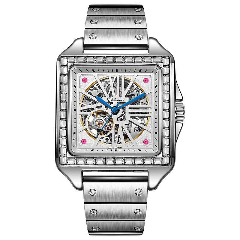 Automatic square diamond design watch