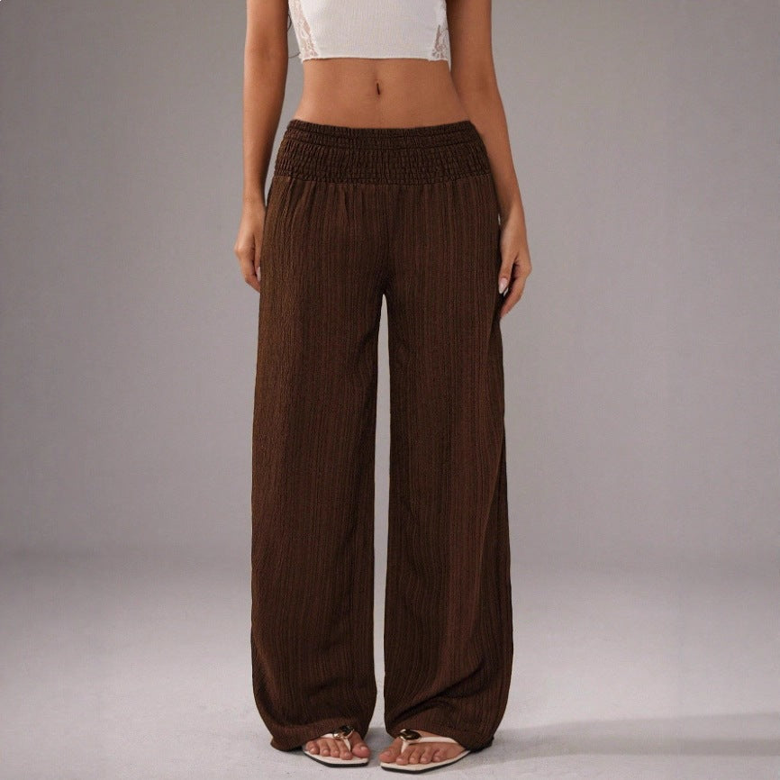 Européen et américain-style Versatile Solid-color Elastic-waist Vacation Wear