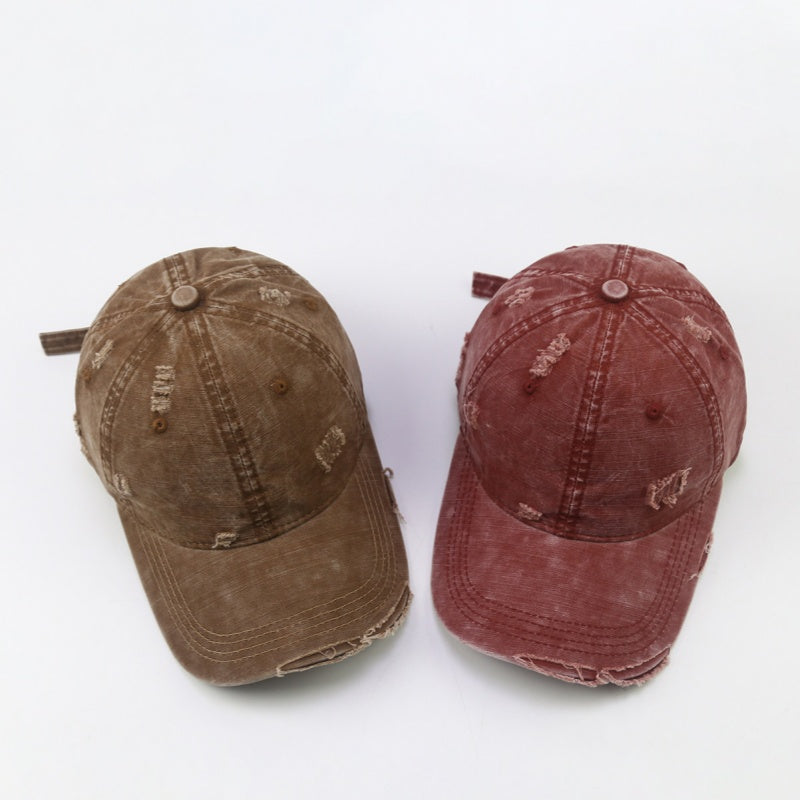 Femmes Street-style Détresse lavé Ripped Soft-crown Cap