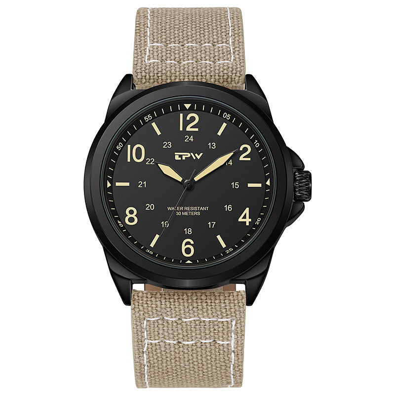 Business Casual Belt Style Imperméable Pointeur léger Montre Quartz Homme