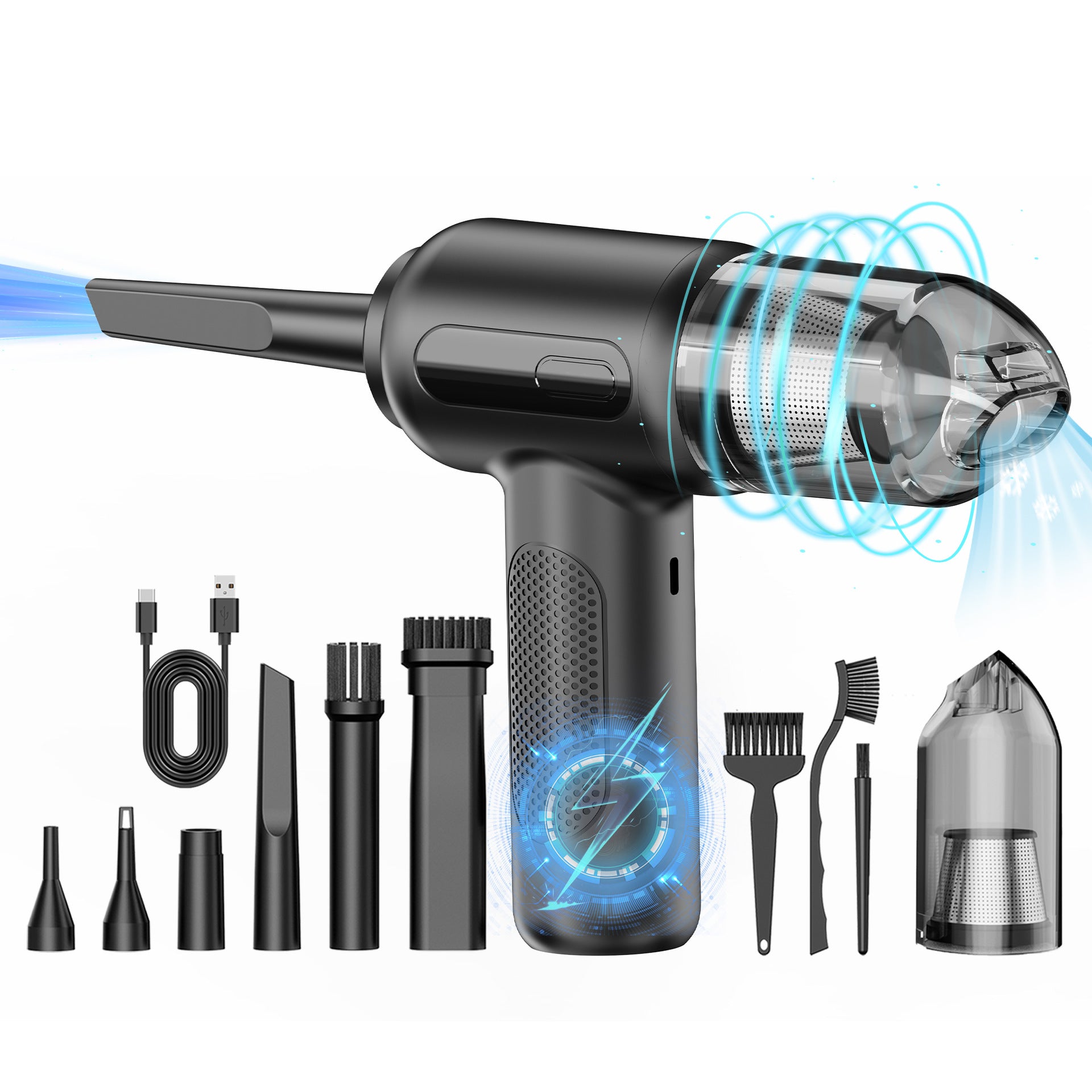 Aspirateur voiture 2 en 1 avec brosse de nettoyage clavier