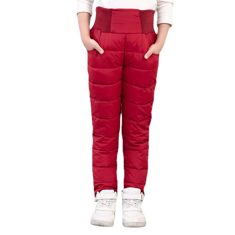 Pantalons de coton chaud à taille élevée pour enfants