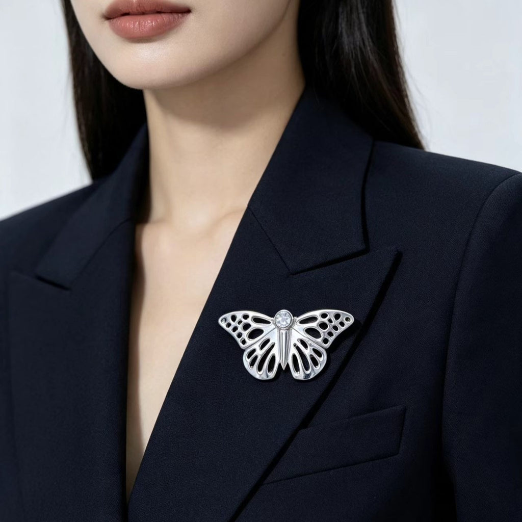 Épingle de Zircon en argent papillon
