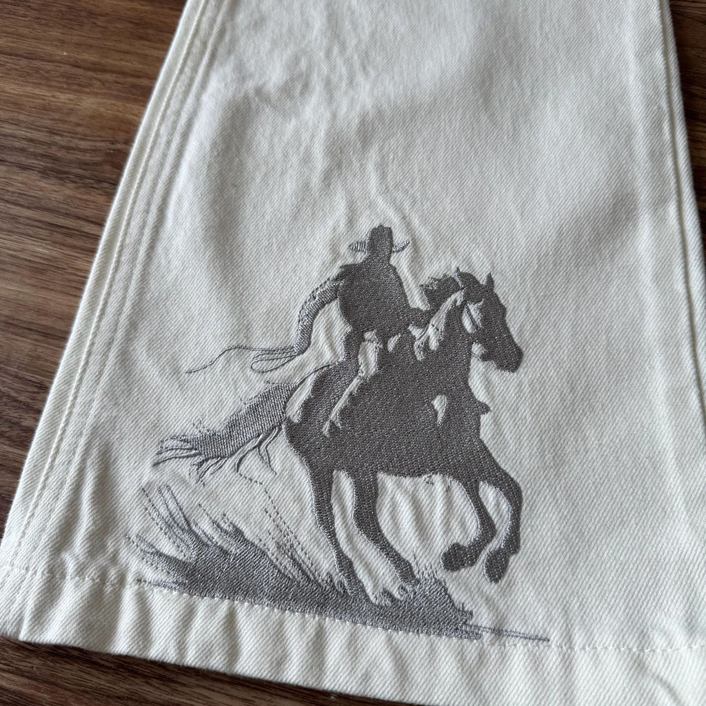 Jeans vintage de style américain brodés blanc pour hommes