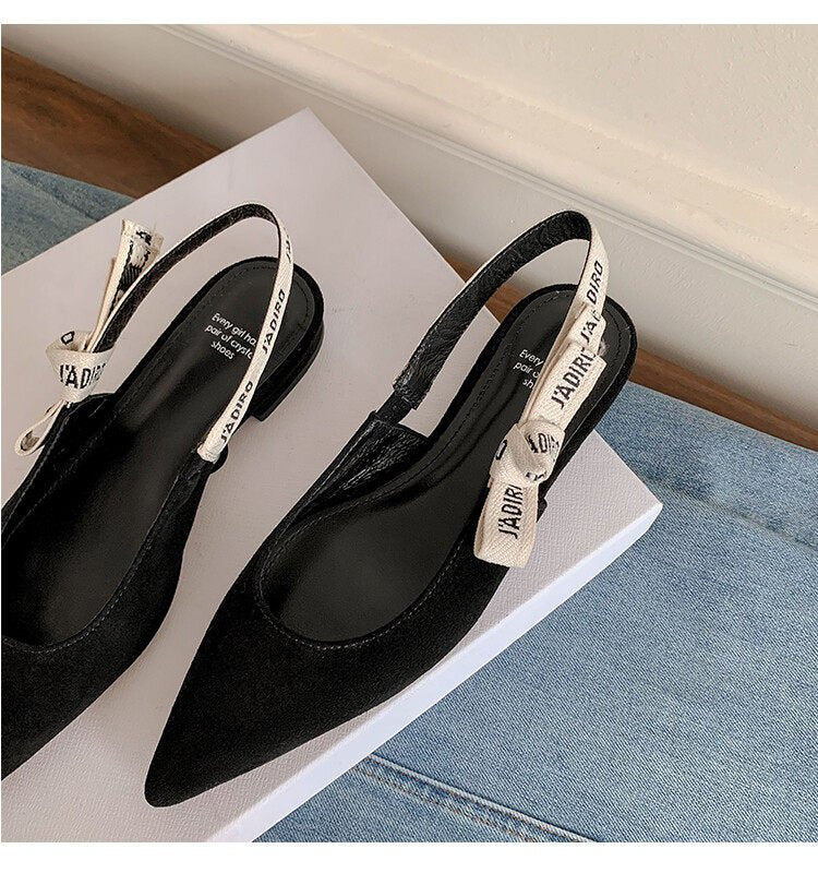 Femmes Cuir véritable orteil fermé Sans dos Sandales plates