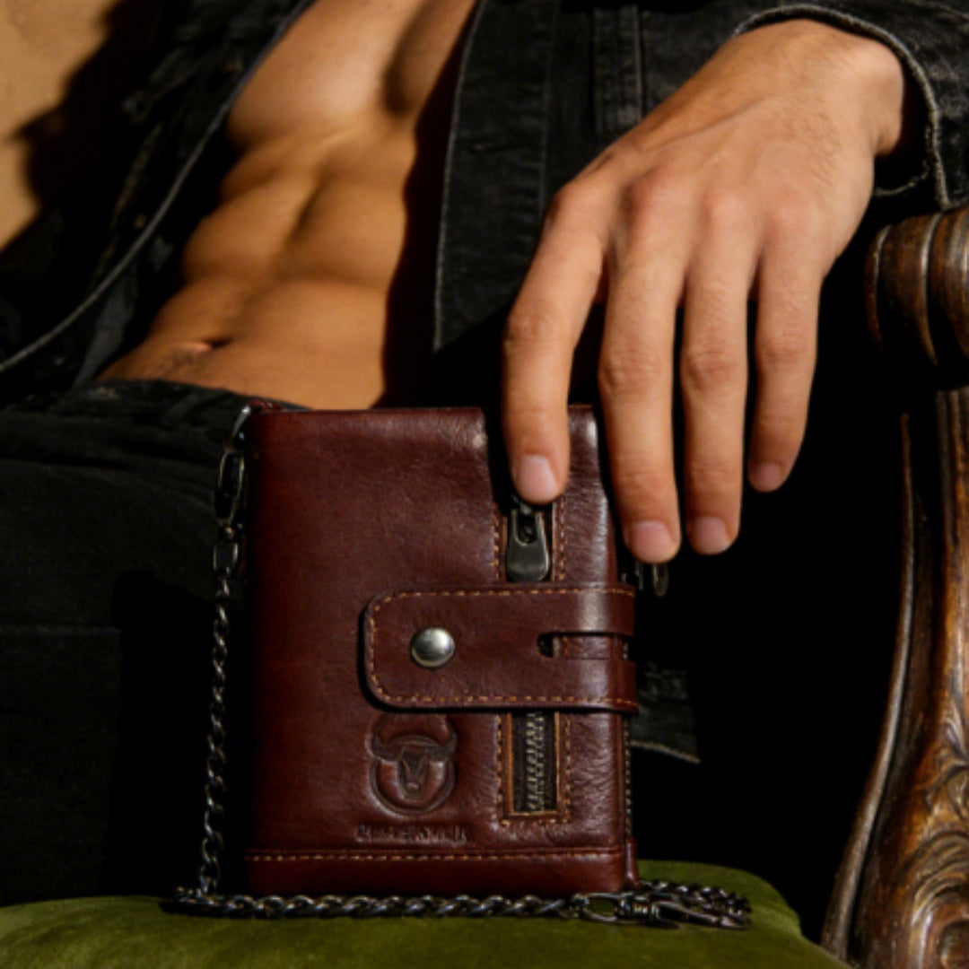 Capitaine Bull Hommes véritable porte-téléphone en cuir