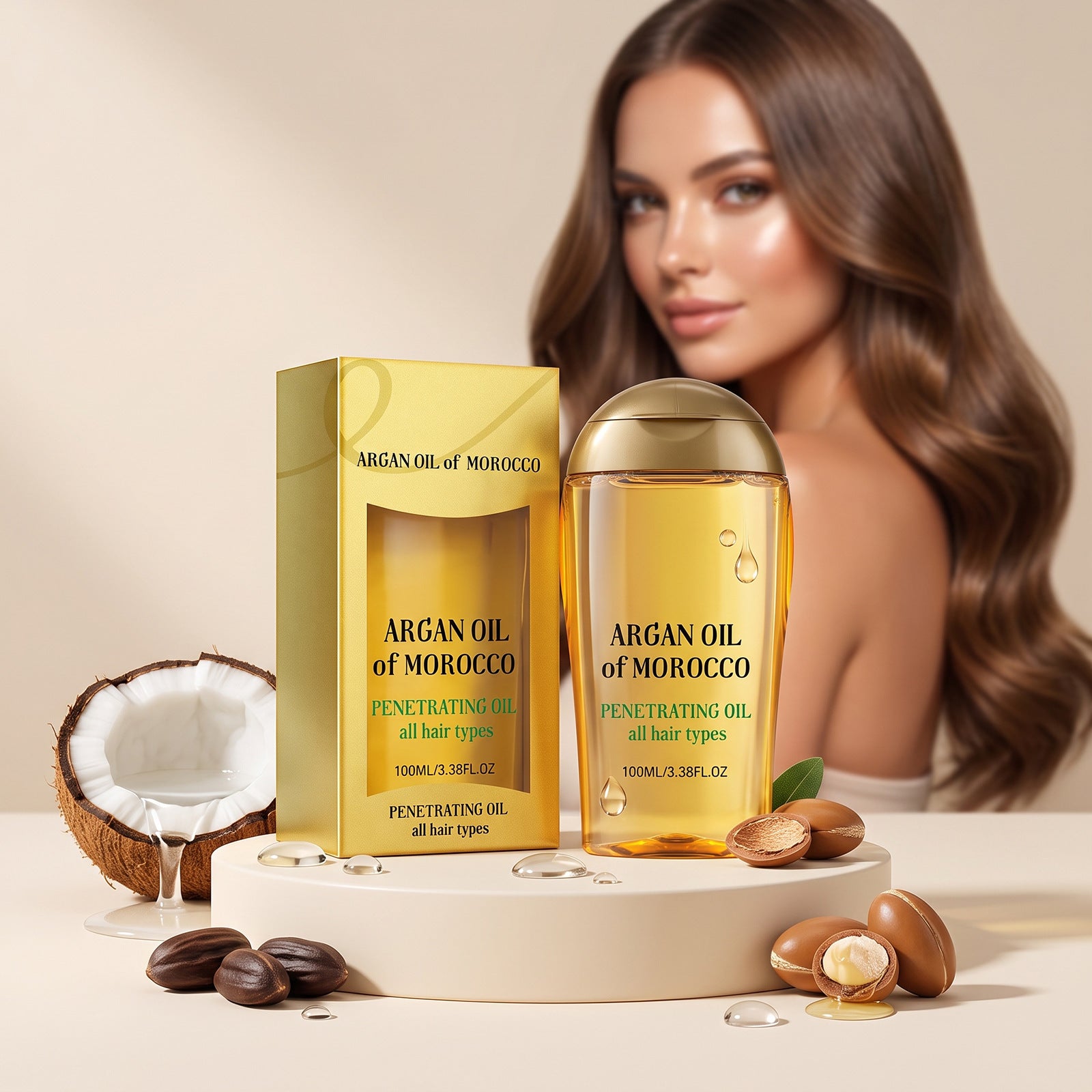 Huile de cheveux hydratante Doucement Nourrit laissant les cheveux doux et brillant