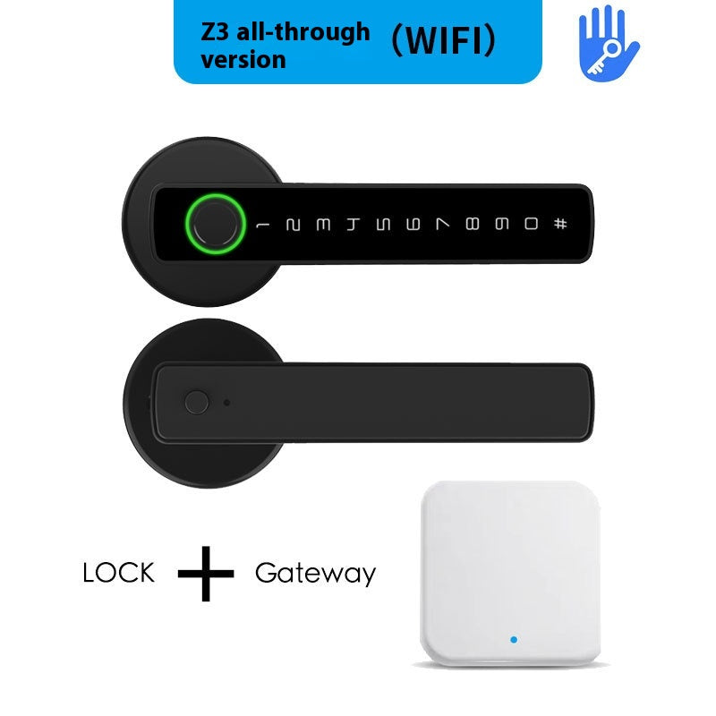 Serrure de porte intelligente à poignée simple intérieure en bois