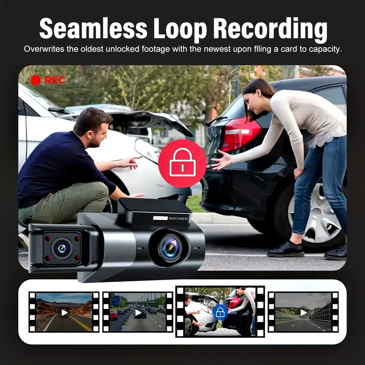 1296P HD Wifi Dash Cam Pro enregistreur de caméra de voiture 3-Lens arrière avant vision de nuit UK