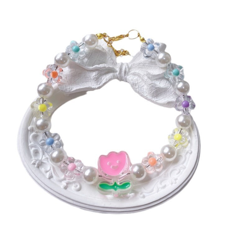 Cute Flower Bead Necklace for Pet Cats