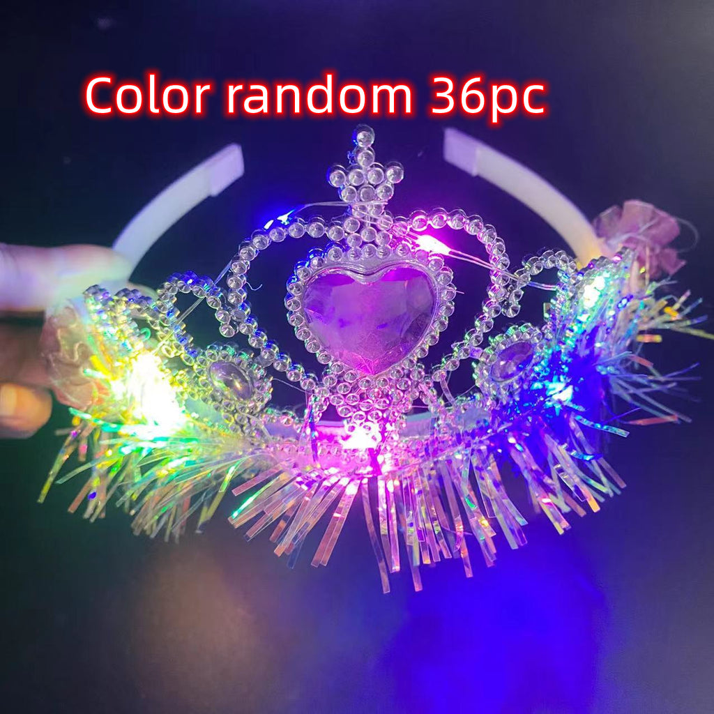 Lumineux Or Silk Princess Crown Sliding Dented Children Clip Headband Accessoires