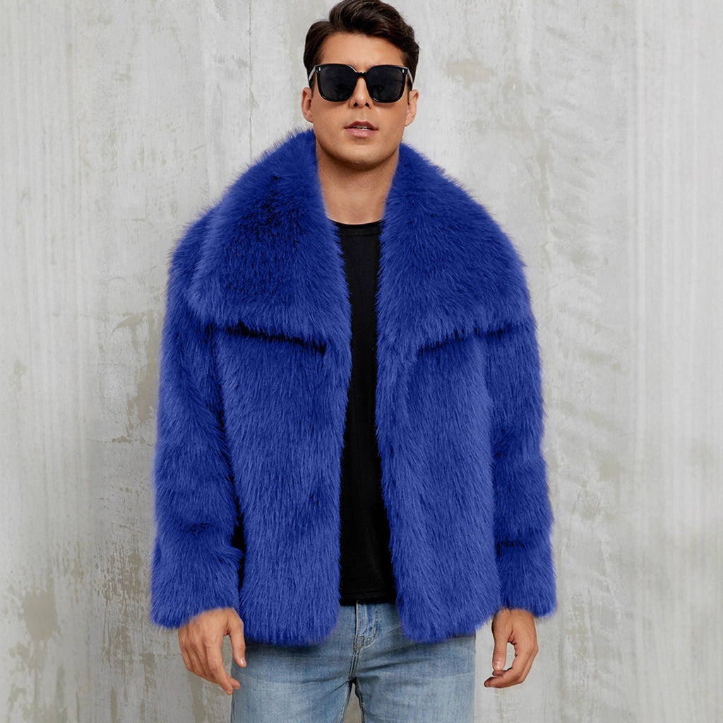 Veste en fausse fourrure de style Lapel pour homme