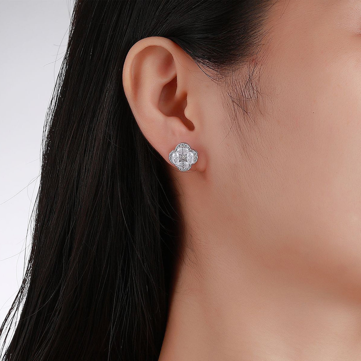 S925 Sterling Silver Four-Leaf Clover Earrings