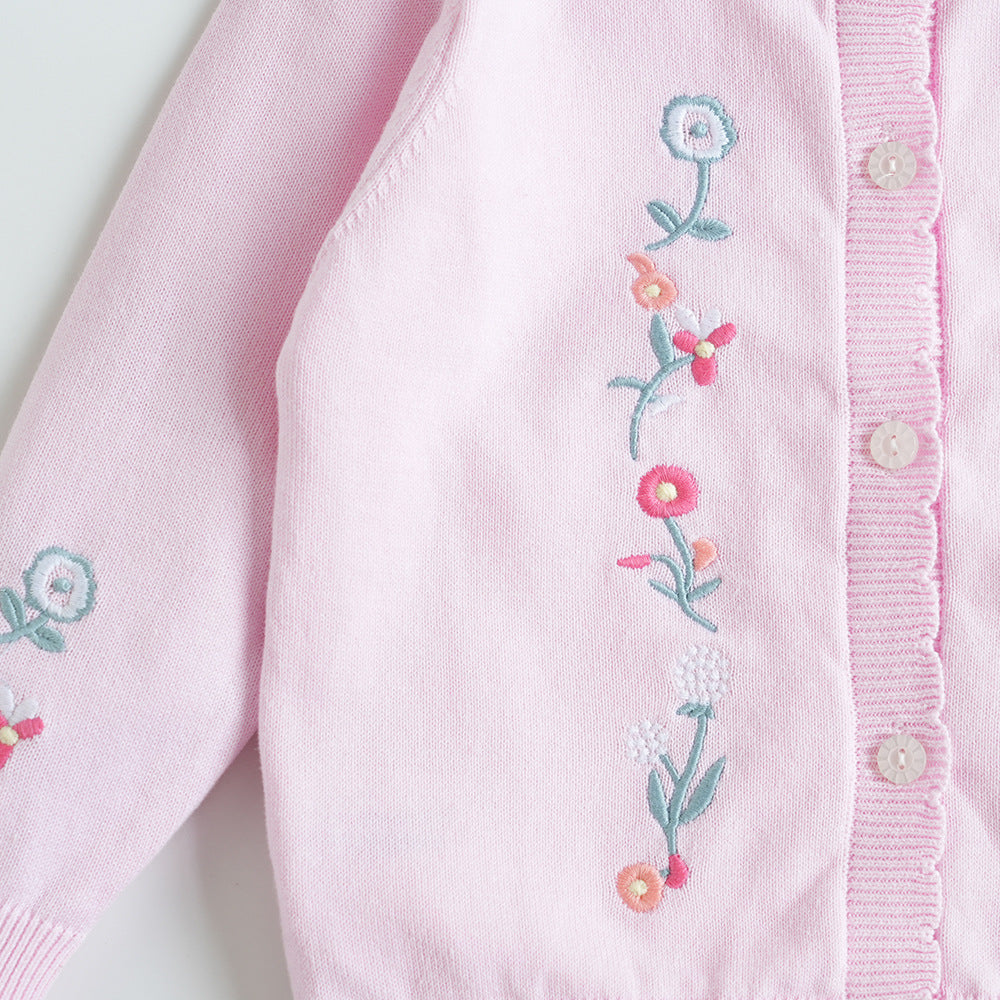 Lightweight embroidered floral cardigan for girls