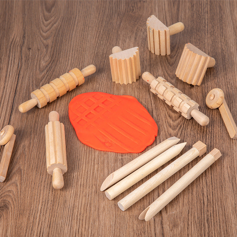 Ensemble de jouets de joint de rouleau d'épingle à rouleaux en bois massif