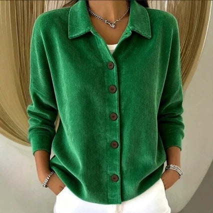 Veste à manches longues de cardigan polyvalente à bouton côtelé femme Anno