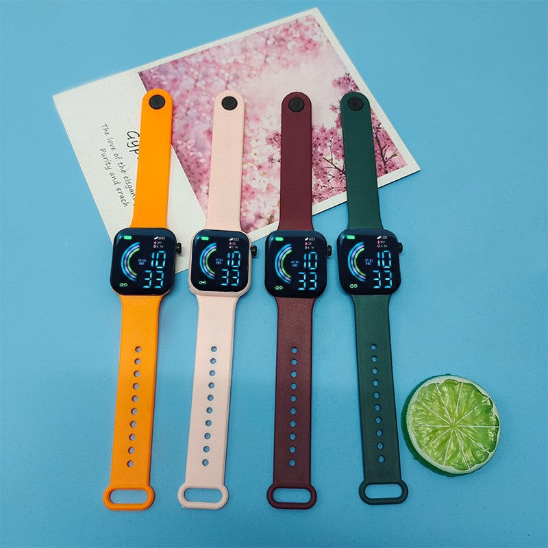 Grande écran carré Étudiant couple Sports Led montre