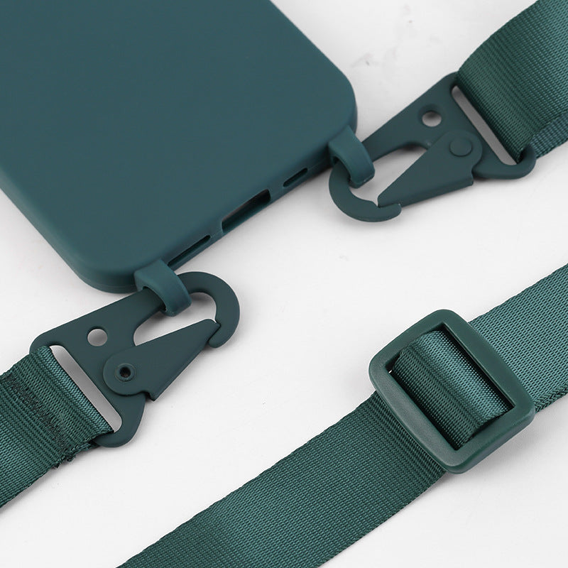 Personnalité Solid Color Lanyard Phone Case